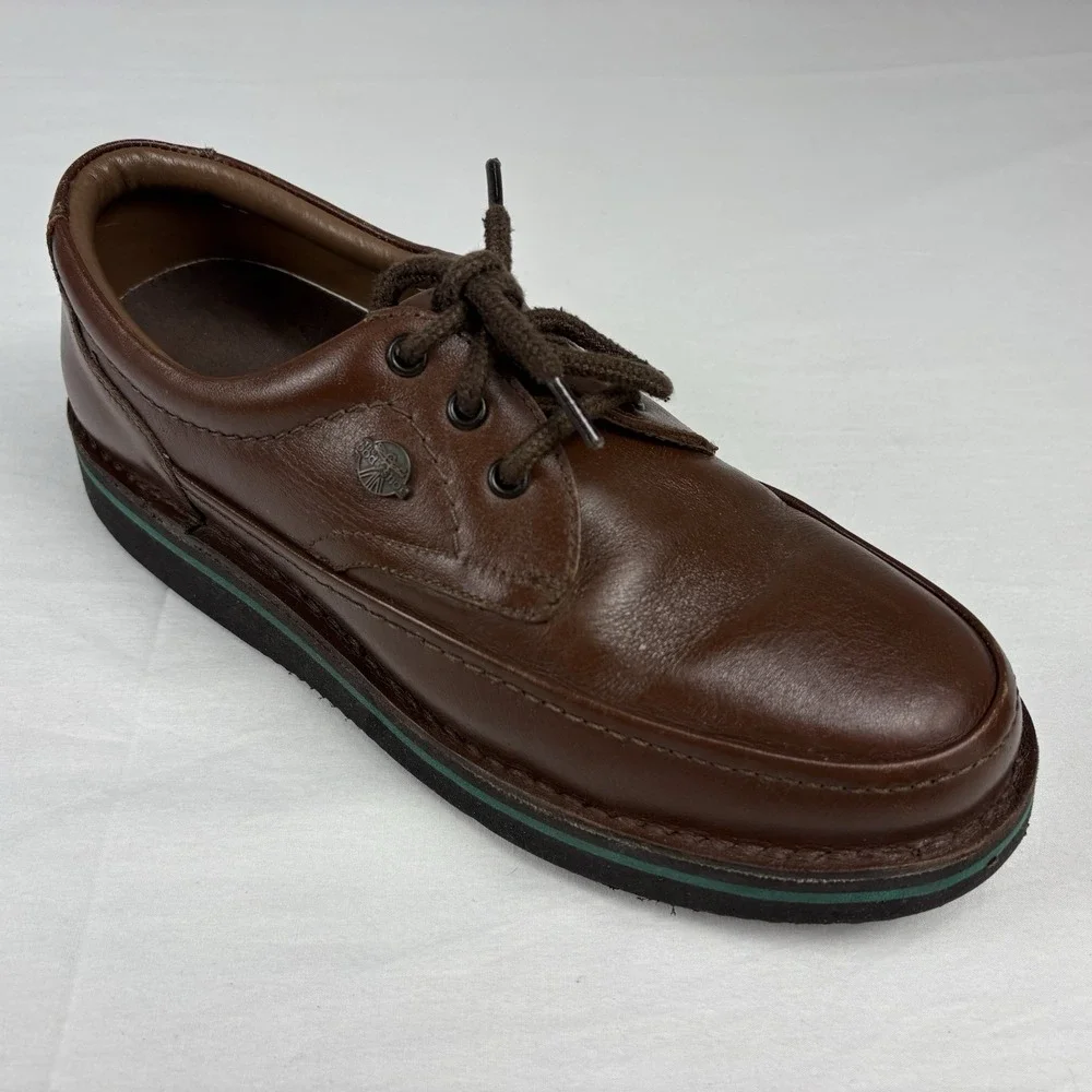 The Body Shop Hush Puppies Mall Walker Shoes Brown Leather Men's 6.5 Wide EUC